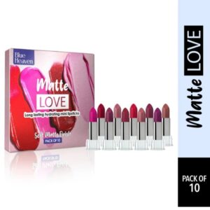 Blue Heaven Matte Love Lasting Hydrating Mini Lipsticks- pack of 10/ 13g