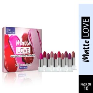 Blue Heaven Matte Love Long Lasting Hydrating Mini Lipsticks - pack Of 10 | 13 g