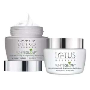 Lotus Herbals WhiteGlow Skin Whitening & Brightening Gel Cream & Night Creme Combo, 60gm+60gm