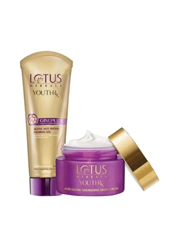 Lotus Herbals YouthRx Anti Ageing Night Creme & Foaming Gel Combo I 100gm+50m