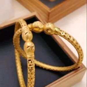 Stunning gold-toned bangles with a bold leaf motif design