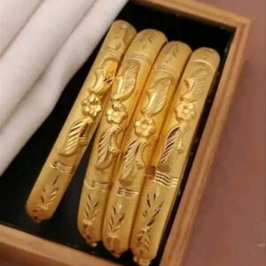 Royal Antique Gold-Toned Traditional Bangles| City Gold Churi/Bangles