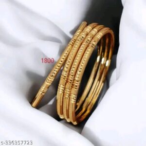 Ethnic Matte Finish Gold Look Bangles Set