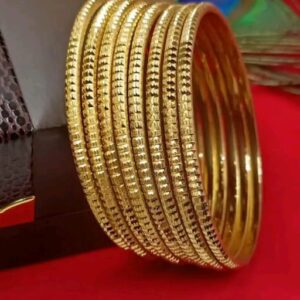 Ethnic Matte Finish Gold Look Bangles Set