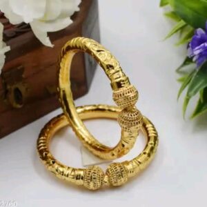 Stylish Textured Alloy Bangles with Gloss Finish |City Gold Bangles/Churi