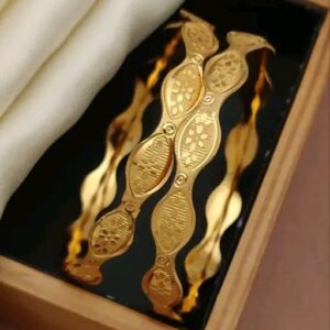 Stylish Textured Alloy Bangles with Gloss Finish | City Gold Bangles/Chudi