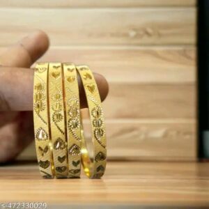 Stylish Textured Alloy Bangles with Gloss Finish | City Gold Bangles/Chudi