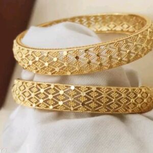 Stylish Textured Alloy Bangles with Gloss Finish | City Gold Bangles/Chudi