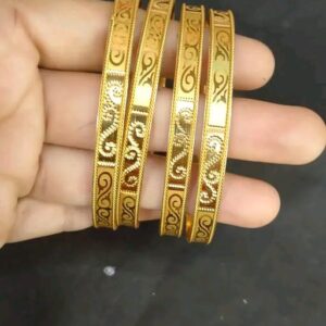 Stylish Textured Alloy Bangles with Gloss Finish | City Gold Bangles/Chudi