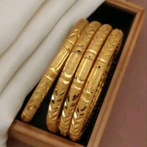 Stylish Textured Alloy Bangles with Gloss Finish | City Gold Bangles/Chudi