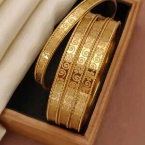 Festive Wear Leaf Motif Bangles in Gold Finish | City Gold Bangles/Chudi