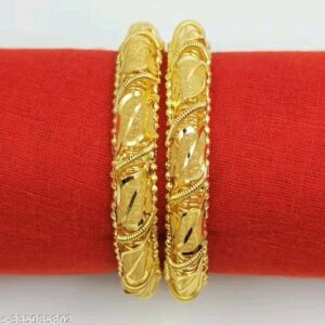 Festive Wear Leaf Motif Bangles in Gold Finish | City Gold Bangles/Chudi