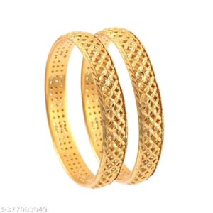 Stylish Textured Alloy Bangles with Gloss Finish| City Gold Bangles/Chudi