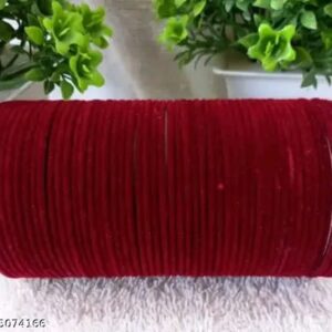 Stylish Velvet and Glass Bangle Set for Special Occasions | velvet chudi