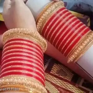 Classic Red & Gold Punjabi Bridal Bangle Set | Chudi