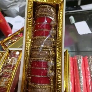 Ethnic Red Bridal Chura with Designer Kadas | Chudi