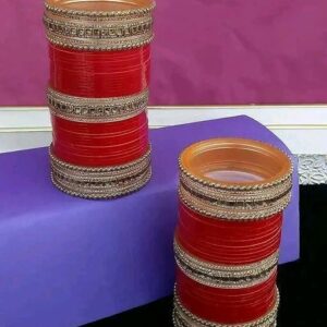 Ethnic Red Bridal Chura with Designer Kadas | Chudi