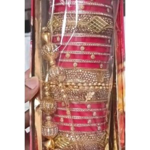 Ethnic Red Bridal Chura with Designer Kadas | Chudi