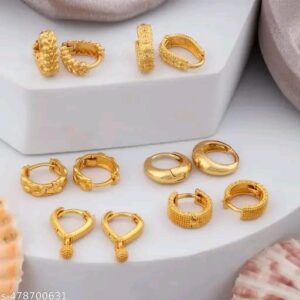 Important Gold Hoop Earring Baali 6 Pcs