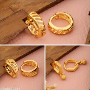 Important Gold Hoop Earring Baali 3 Pcs