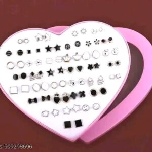 36 Pair stylish earring stud combo set with heart shape box for girls