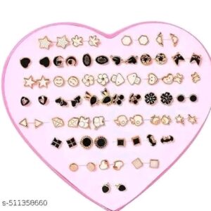 36 Pair stylish earring stud combo set with heart shape box for girls