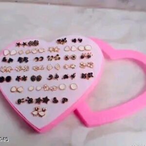 36 Pair stylish earring stud combo set with heart shape box for girls
