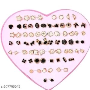 36 Pair stylish earring stud combo set with heart shape box for girls