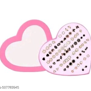 36 Pair stylish earring stud combo set with heart shape box for girls
