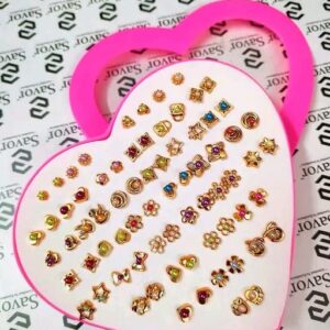 36 Pair stylish earring stud combo set with heart shape box for girls