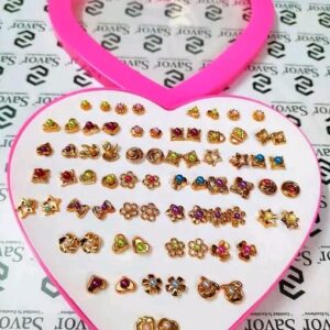 36 Pair stylish earring stud combo set with heart shape box for girls