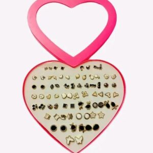 36 Pair stylish earring stud combo set with heart shape box for girls