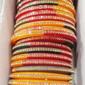 Multicolor Stone-Studded Party Wear Bangles 4 Pcs