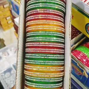 Multicolor Crystal-Studded Festive Bangles 4 Pcs