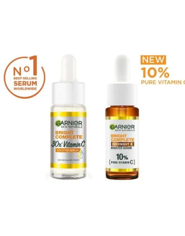 Garnier 30X Vitamin C Day + 10% Vitamin C Night Serum Mini Combo - Wake Up to 73% Brighter Skin, 30ml