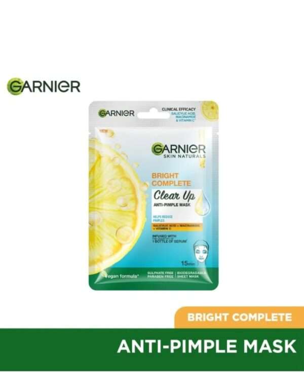 Bright Complete Anti Pimple Sheet Mask With Salicylic Acid, Niacinamide & Vitamin C Serum 23g