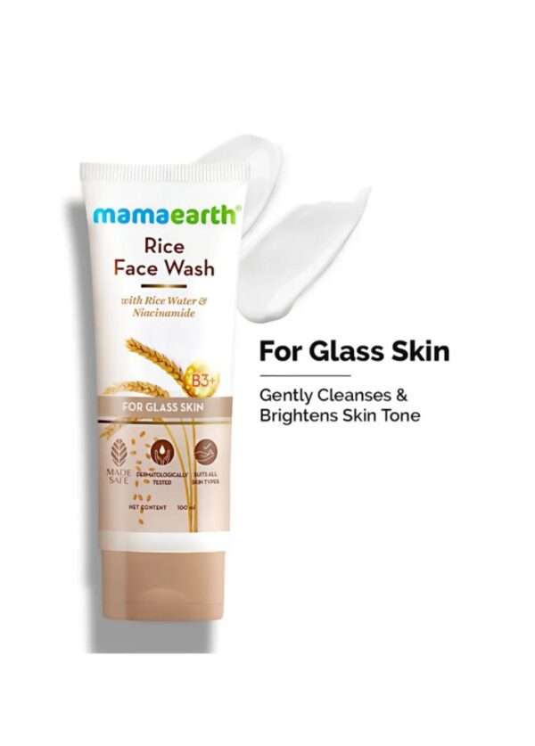 Mamaearth Rice Face Wash With Rice Water & Niacinamide For Glass Skin 100ml, Hydrated, Even Skin Tone, 100ml