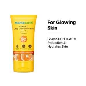 Mamaearth Vitamin C Daily Glow Sunscreen With Vit C & Turmeric For Tan Protection & Glow SPF50 + ++ 50g