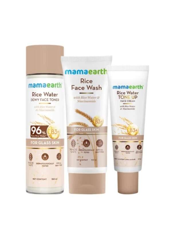 Mamaearth Glow Set with Rice water & Niacinamide-Face Wash, Toner & Cream for Even Skin tone/3pcs
