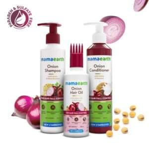 Mamaearth onion Anti Hair Fall Spa Range with Shampoo + Conditioner + Oil for Hair Fall Control
