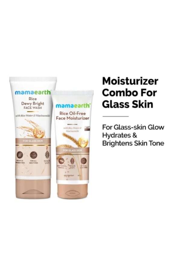 Mamaearth Rice & Niacinamide Face Wash & Oil-Free Moisturizer Combo For Glass Skin