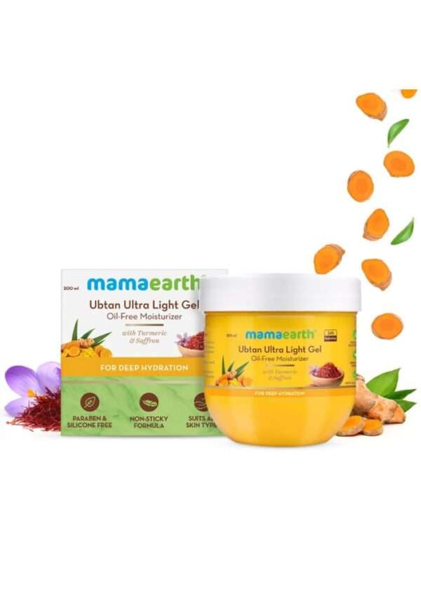 Mamaearth Ubtan Ultra Light Gel Oil-free Moisturizer With Turmeric & Saffron For Deep Hydration, 200ml