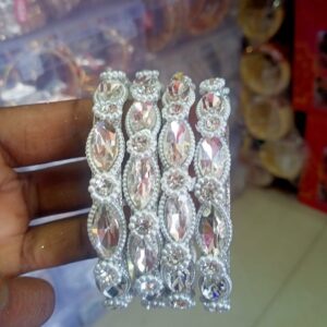 Elegant Crystal Stone Bangles (Set of 4)