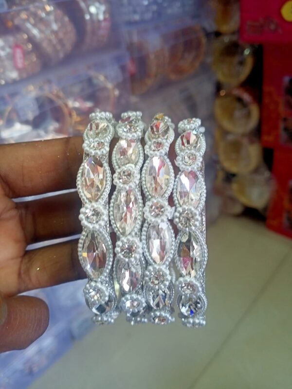 Elegant Crystal Stone Bangles (Set of 4)