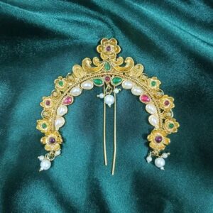 Golden Bridal Mukut khopa pin