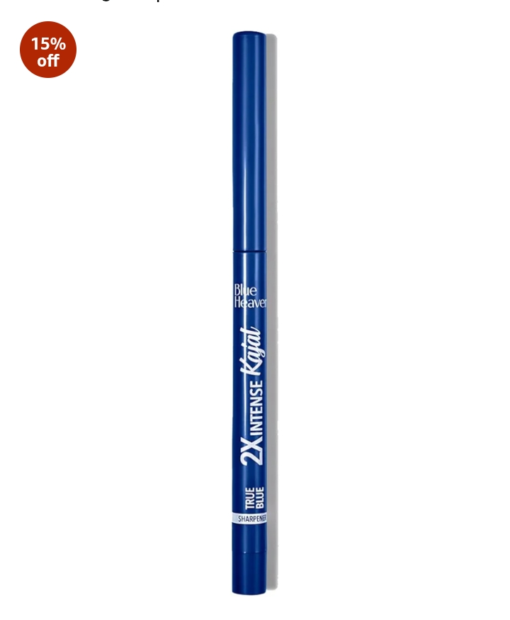 Blue Heaven 2X Intense Kajal True Blue I Upto 12Hr Stay I Waterproof & Smudgeproof llnfused with soothing Aloe Vera I Matte Finish I Long Lasting Kajal for Women, 0.30gm