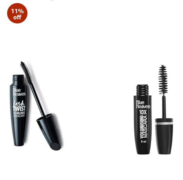 Blue Heaven Lash Twist Curling Mascara 12ml Black, IOX Volumising Mascara 8ml Blck