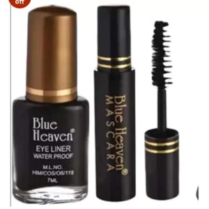 blue heaven cosmetic blue haven mascara(6.5ml) eyeliner water proof (7 ml) (Pack of 2)