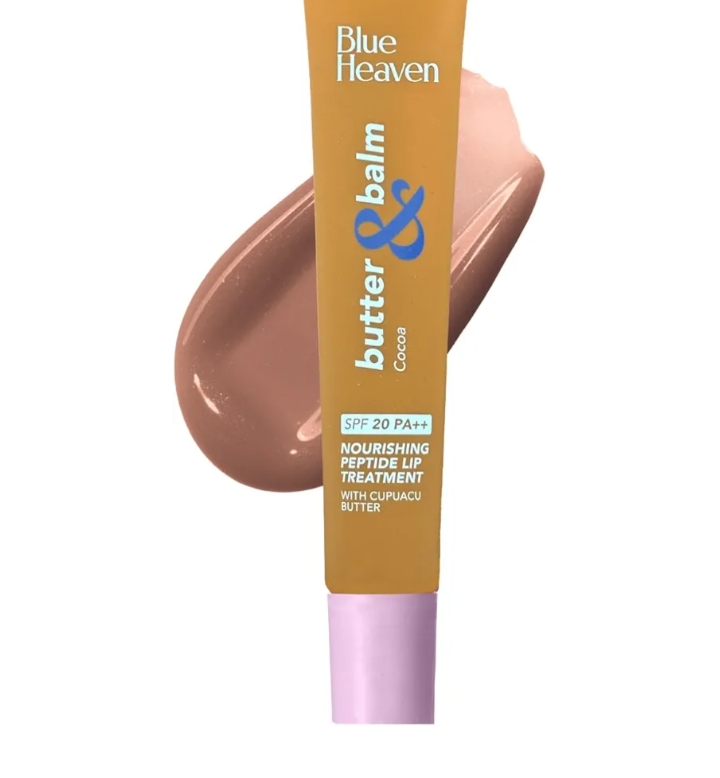 Blue Heaven Butter & Balm (15 Gm) Peptide based Tinted Lip Balm with SPF 20 PA++I Infused with Cupuacu Butter I Smoothing & Moisturizing I UVA/UVB Rays Protection I Cocoa