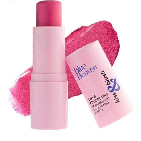 Blue Heaven Kiss & Blush Lip, Cheek & Eye Tint with Avocado Oil & Mango Butter 1 3-in-l blush for face makeup I Rich & Creamy Formula IEasily Blendable I Multipurpose Makeup, Flashy Pink, 8.5gm